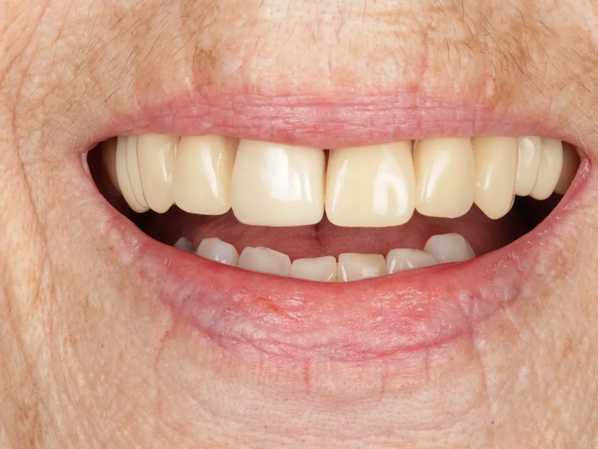 Dentures - patient's teeth after treatment at Highview Dental Practice